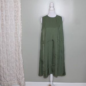 everlane women sleeveless dress w/string sz 10 gre